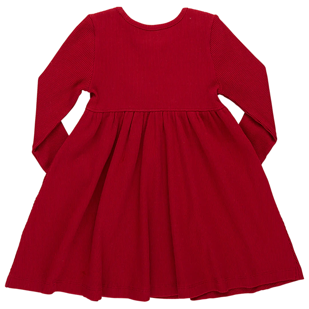 Girls Organic Kylie Rib Dress - Chili Pepper - Image 7