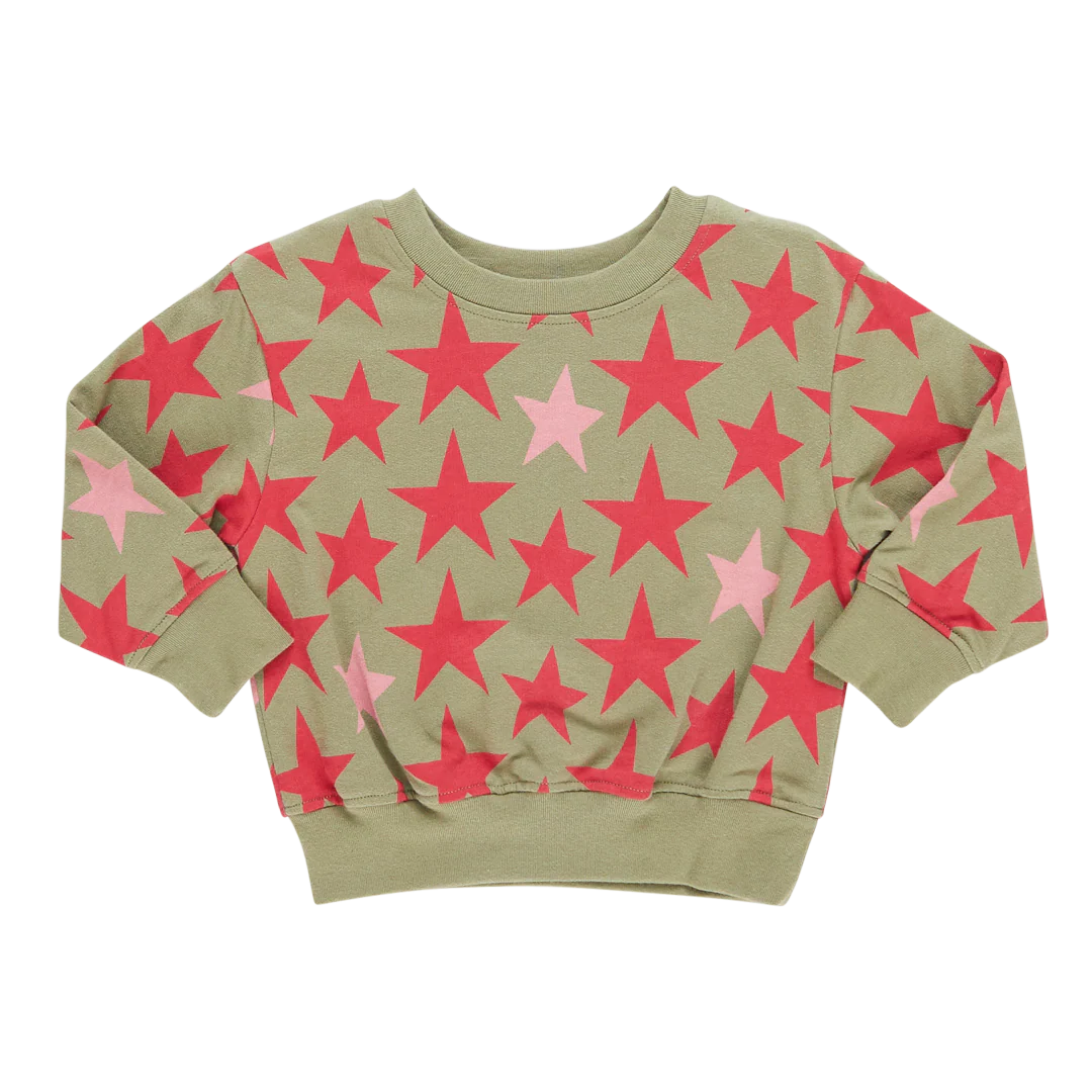 Girls Organic Sweatshirt - Green Star - Image 2