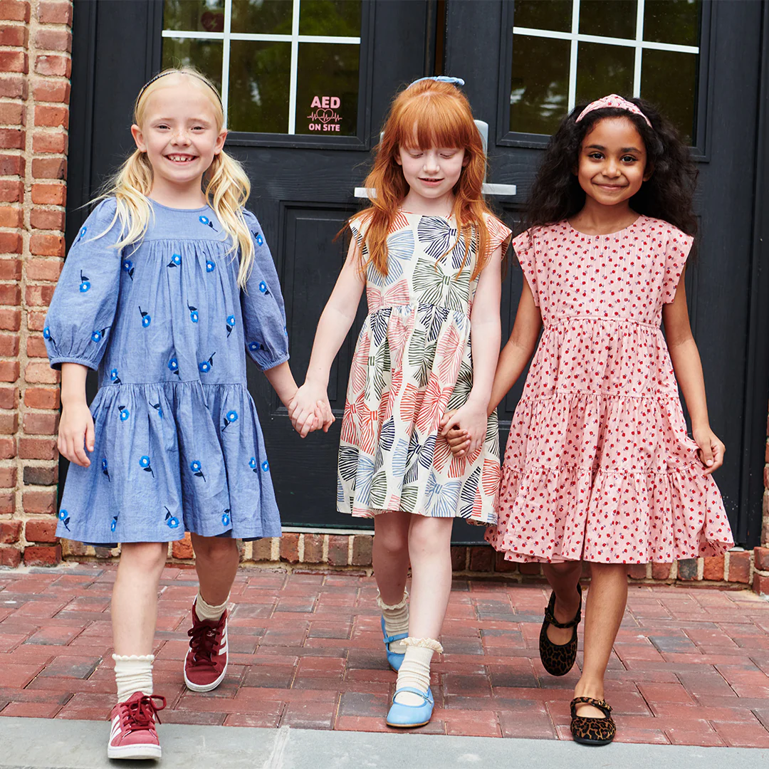 Girls Peachy Dress - Pink Tiny Roses - Image 2