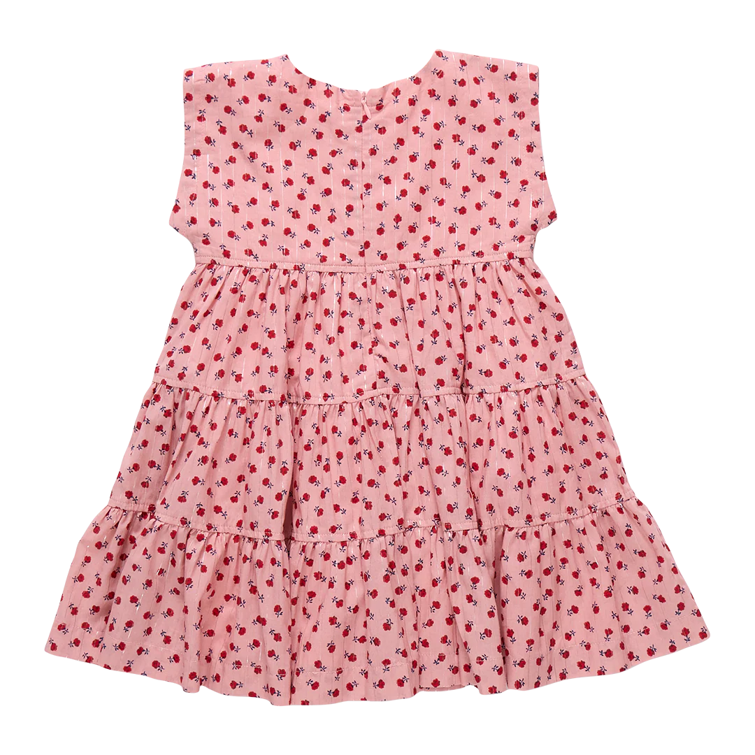 Girls Peachy Dress - Pink Tiny Roses - Image 8