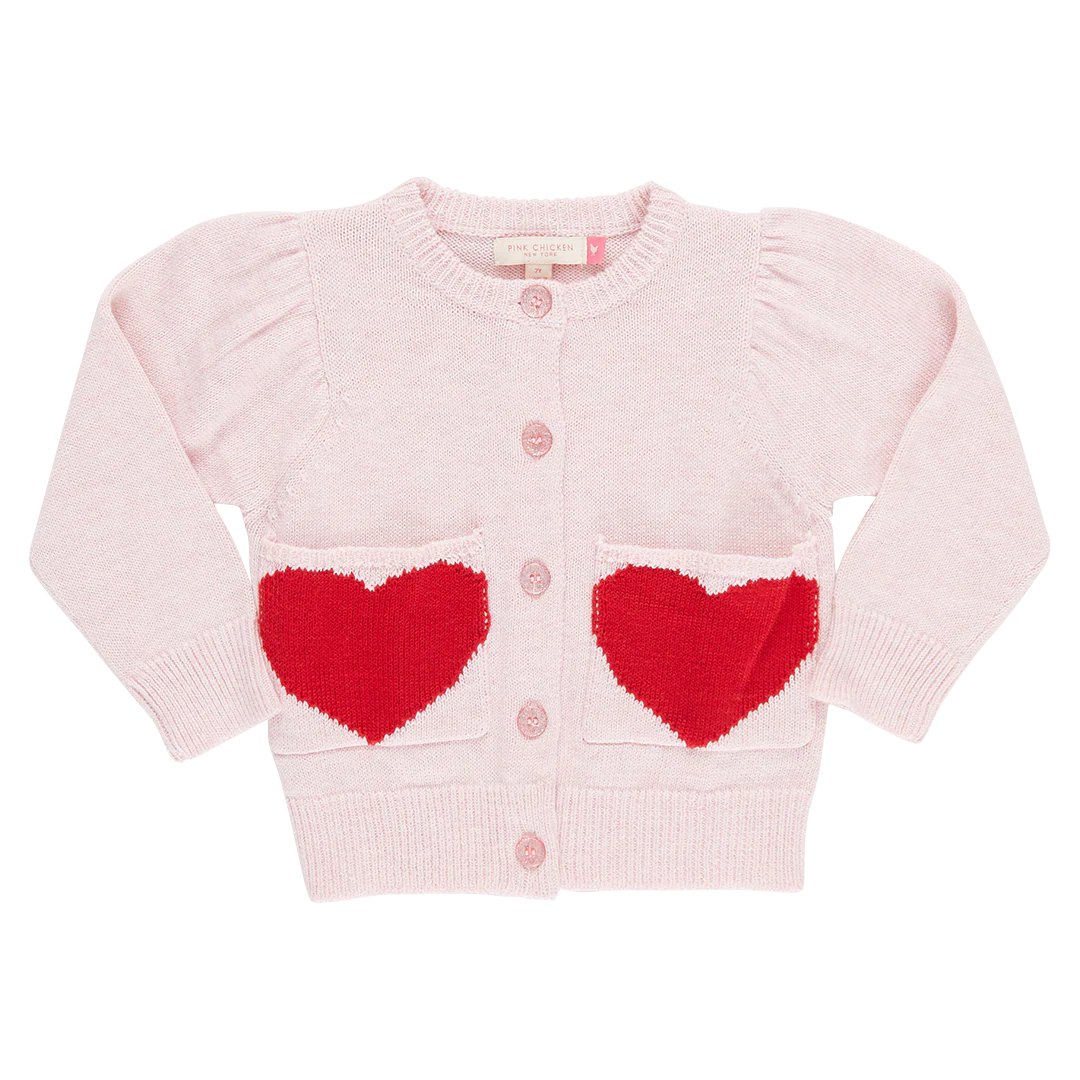 Girls Pocket Sweater - Red Hearts