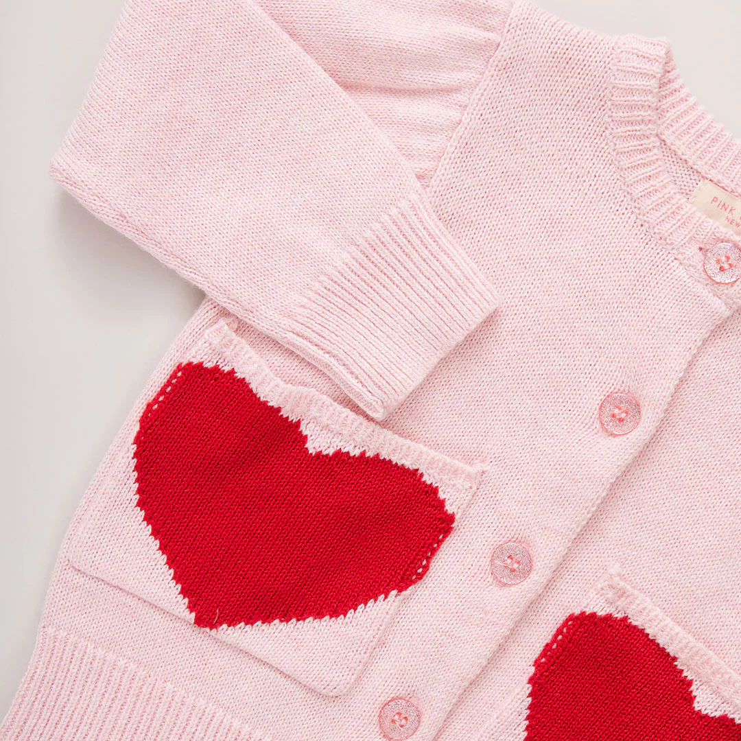 Girls Pocket Sweater - Red Hearts - Image 2