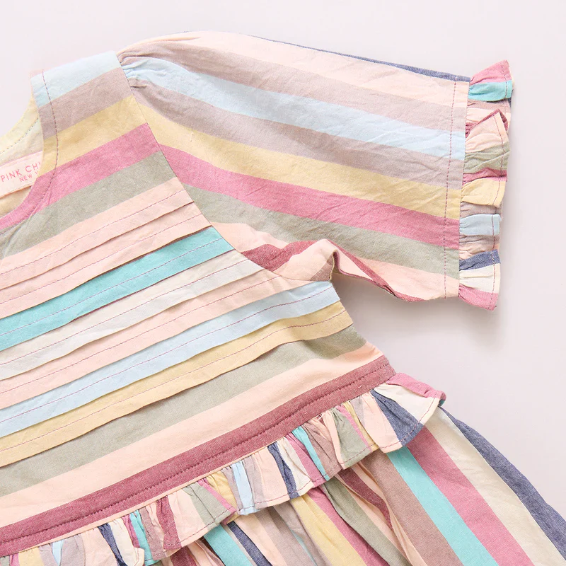 Girls Raquel Dress - Multi Vintage Stripe - Image 4