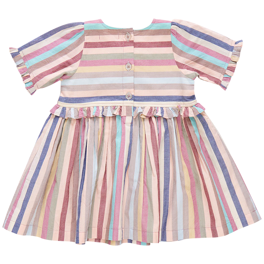 Girls Raquel Dress - Multi Vintage Stripe - Image 8