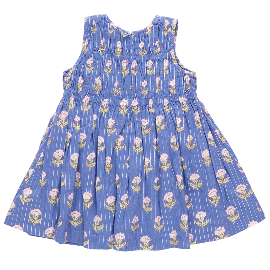 Girls Sleeveless Waverly Dress - Periwinkle Small Bud - Image 7