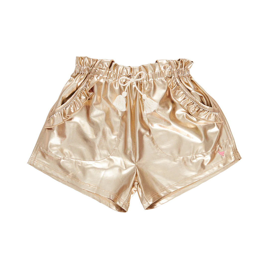 Girls Theodore Short - Gold Lame