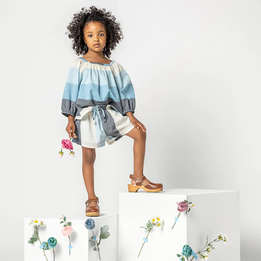 Girls Theodore Short - Ocean Stripe - Image 2