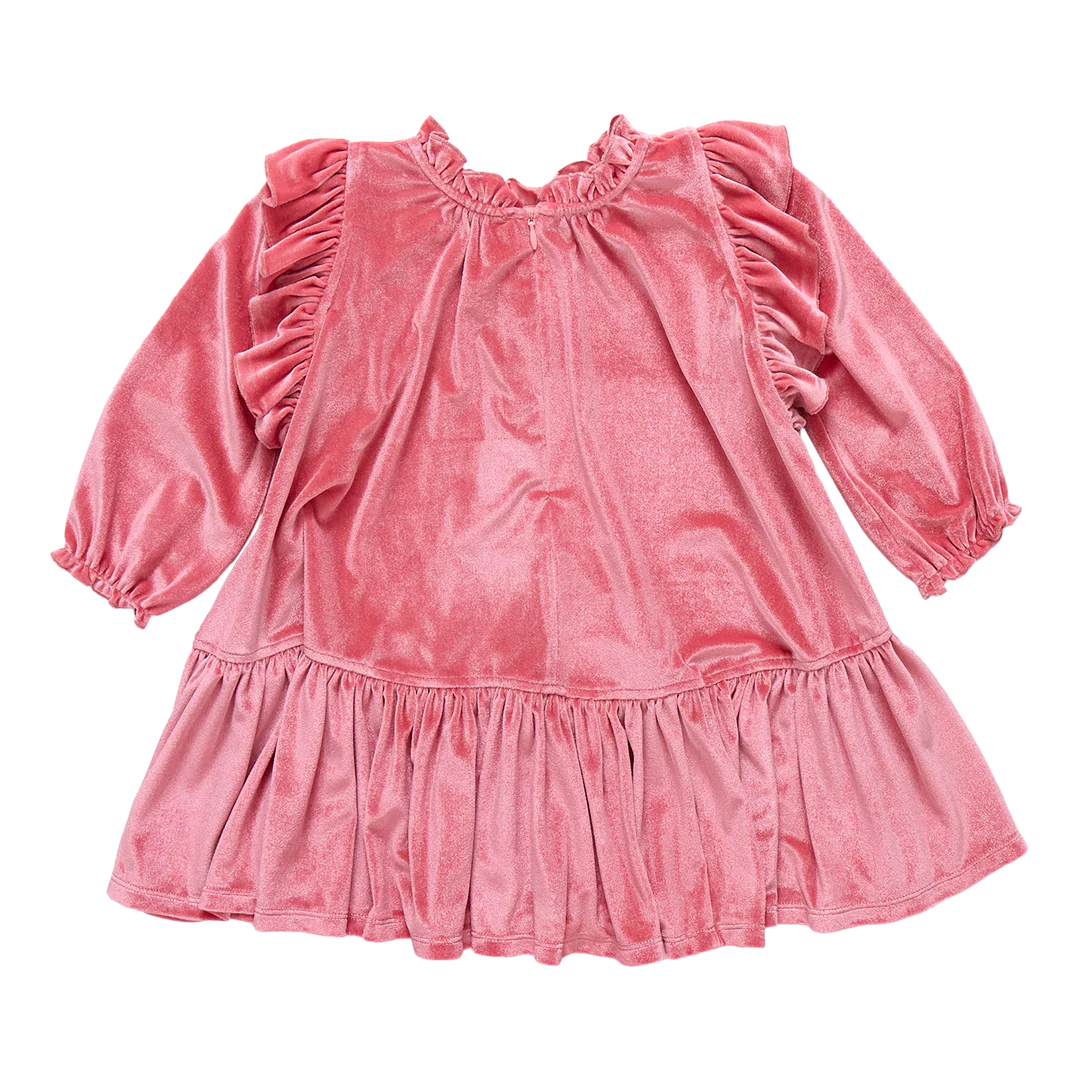 Girls Velour Harper Dress - Desert Rose - Image 2
