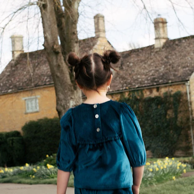 Girls Velour Rowan Top - Midnight Blue - Image 4