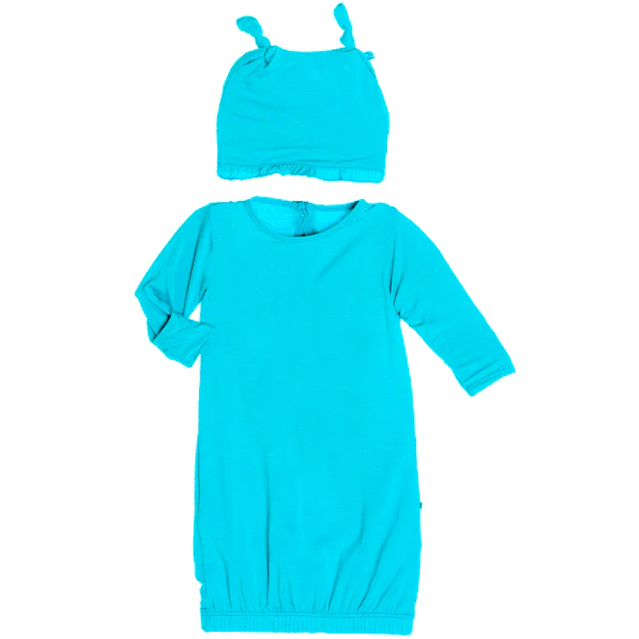 Glacier Layette Gown and Ruffle Knot Hat Set