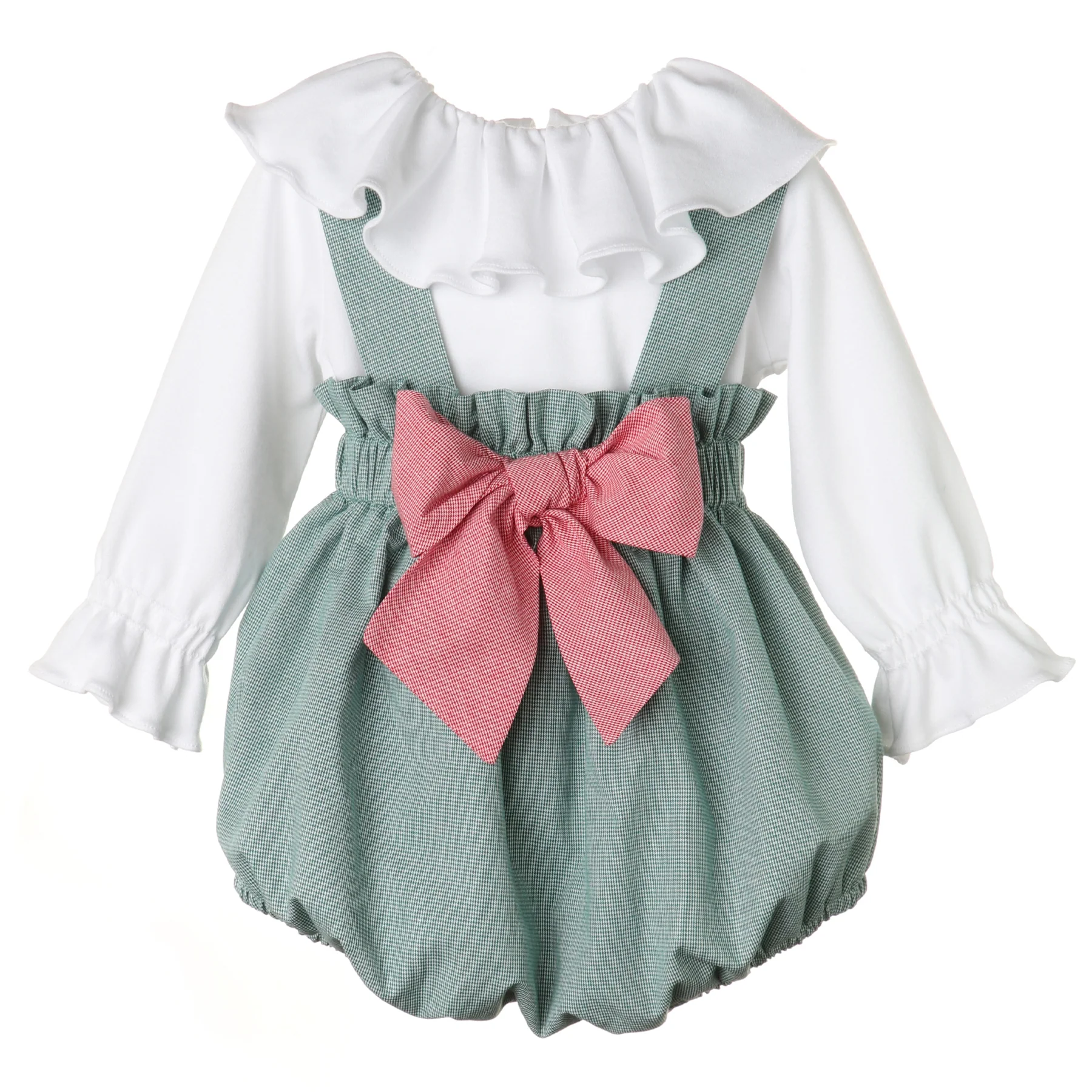 Green & Red Long Sleeve Bubble With Bow