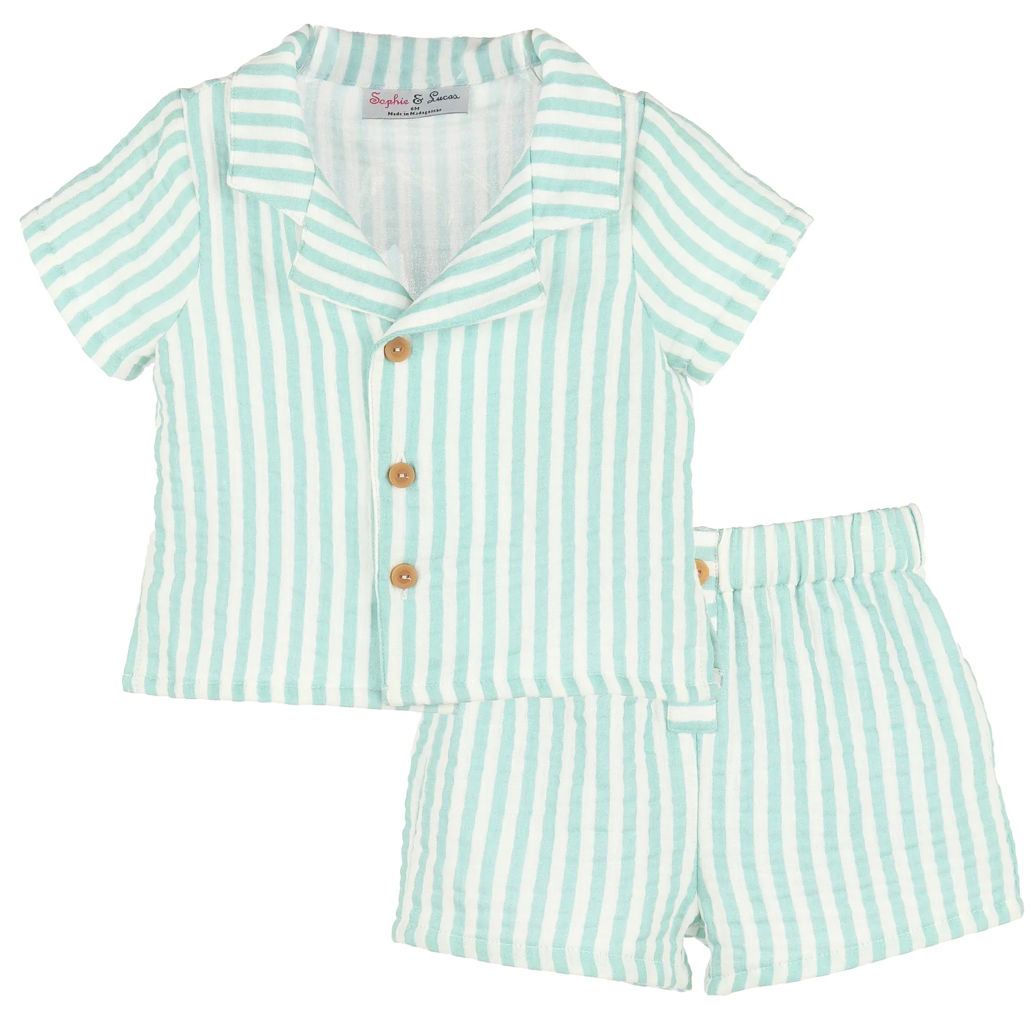 Green Sullivan Cabana Stripe Gauze Club Short Set