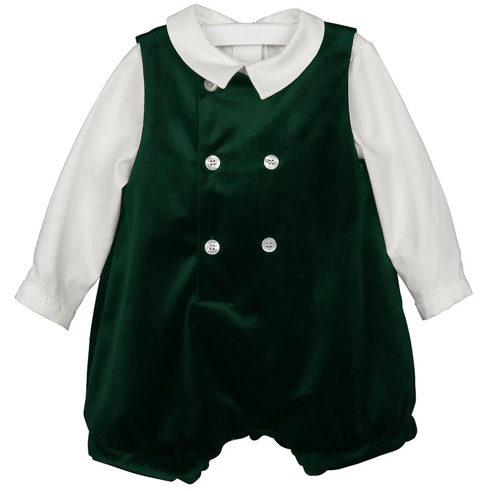 Green Velvet Front Button John John