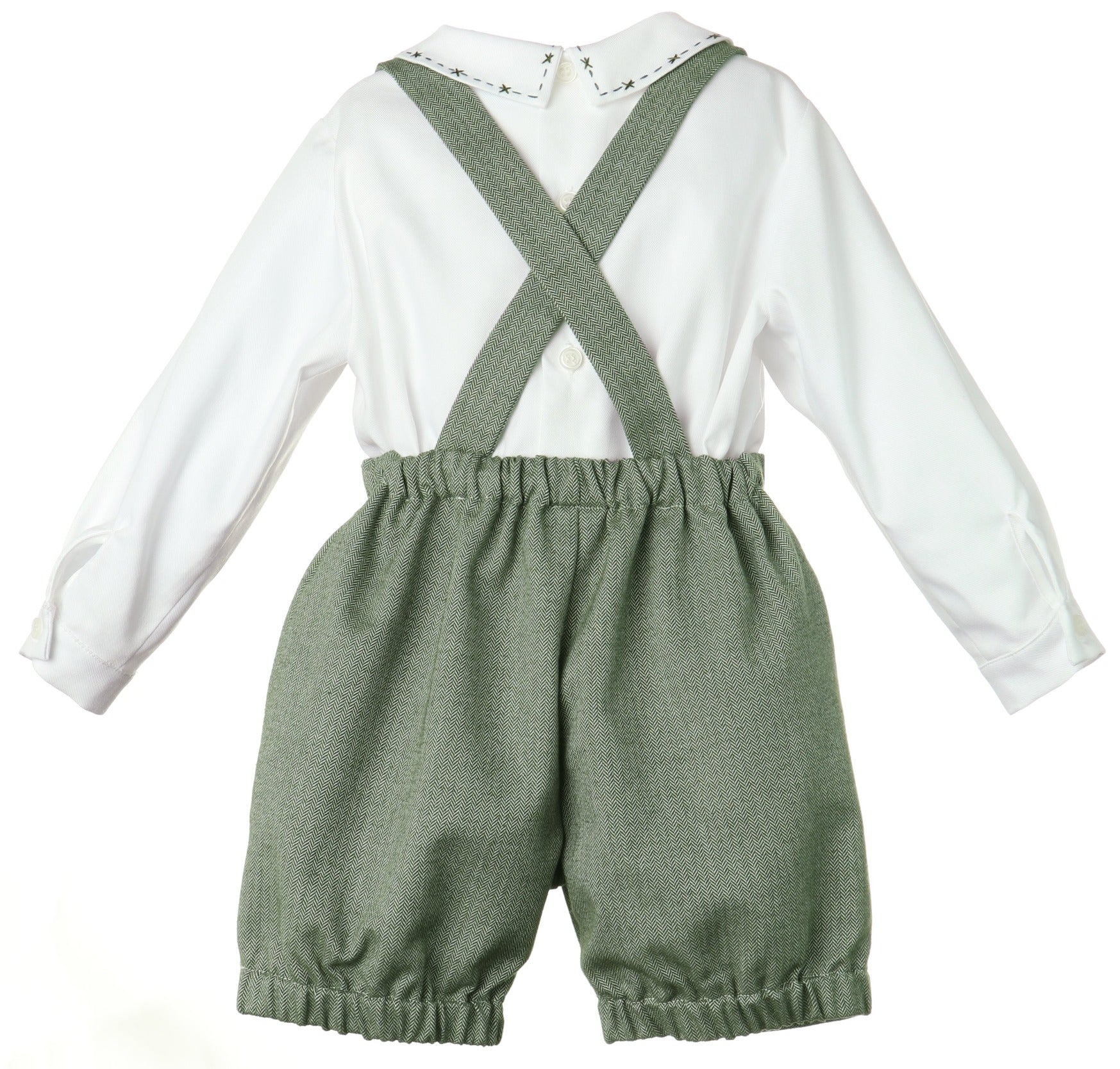 Green & White Chevron Suspenders Short Set - Image 2