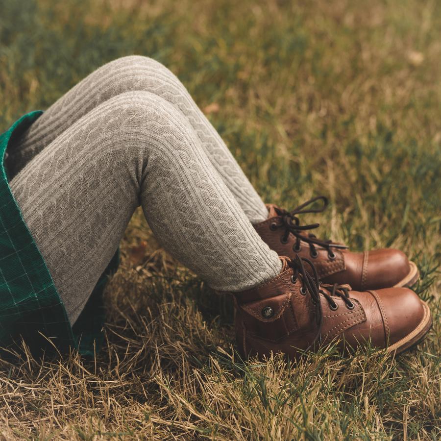 Grey Cable Knit Tights - Image 2