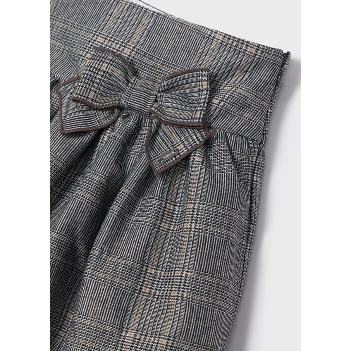 Grey Plaid Skirt With Bow - Image 4