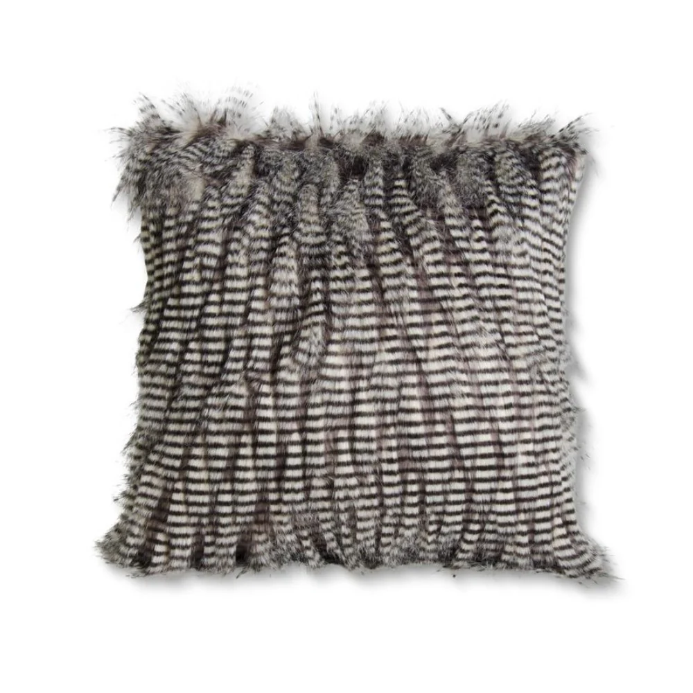 Grey Three Tone Faux Fur Pillow