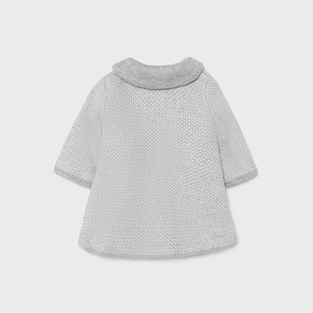 Heather Grey Knitted Coat With Bonnet - Image 2
