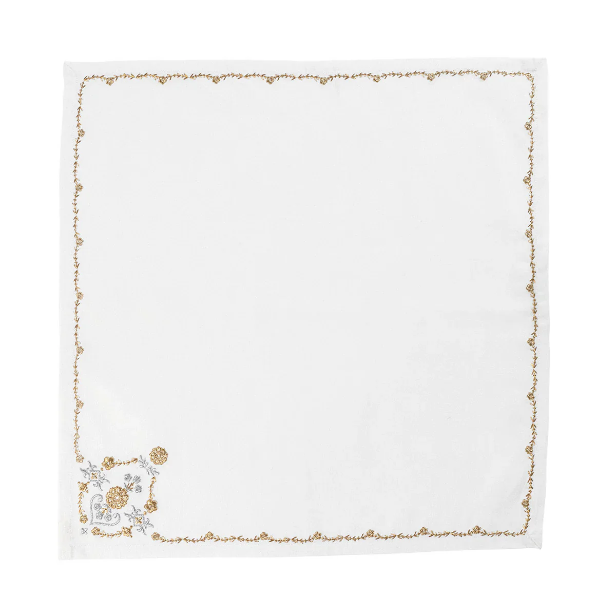 Heidi Embroidered Napkin Set/4 - Gold/Silver - Image 3