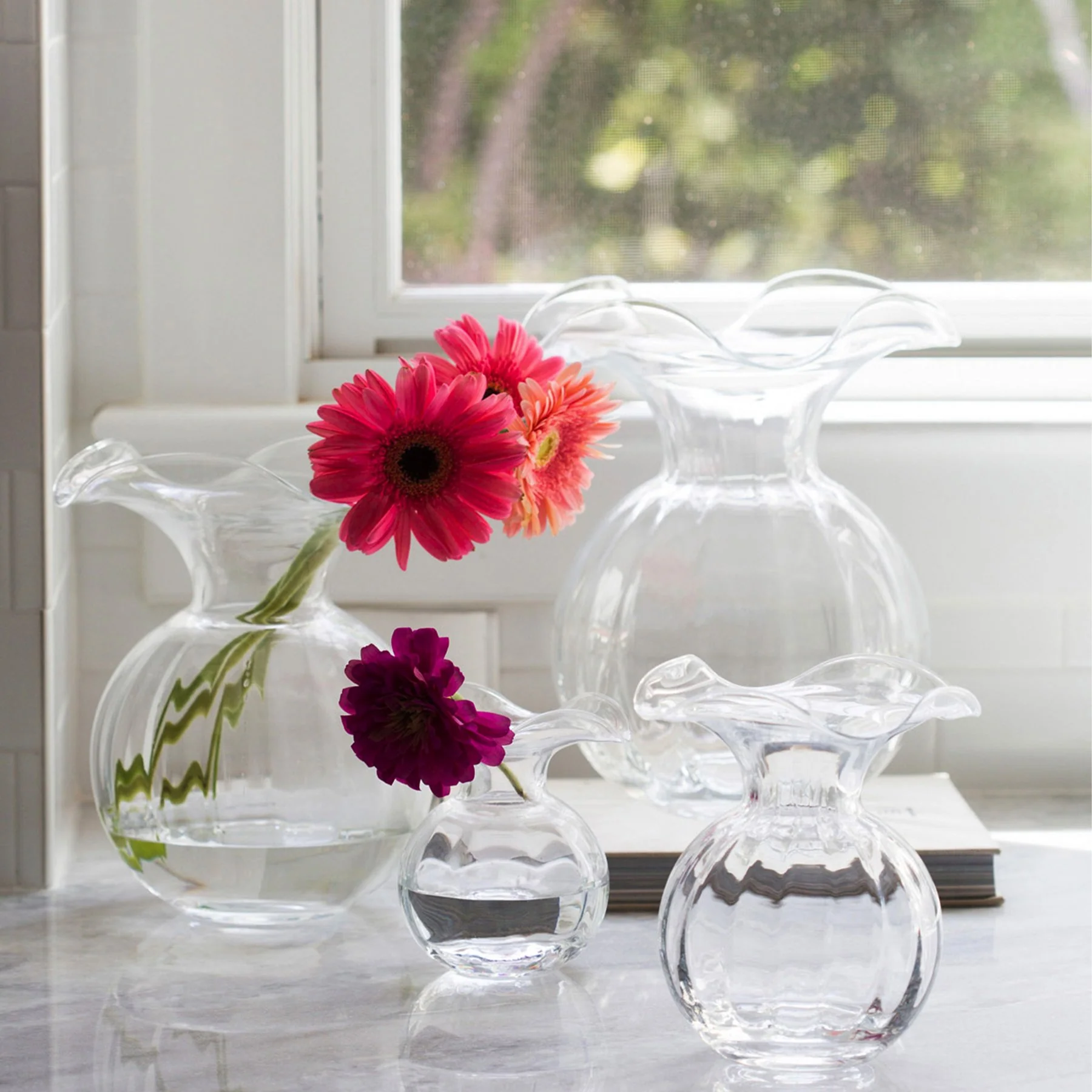 Hibiscus Glass Clear Bud Vase - Image 4