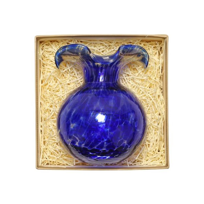 Hibiscus Glass Cobalt Tortoiseshell Bud Vase - Image 2