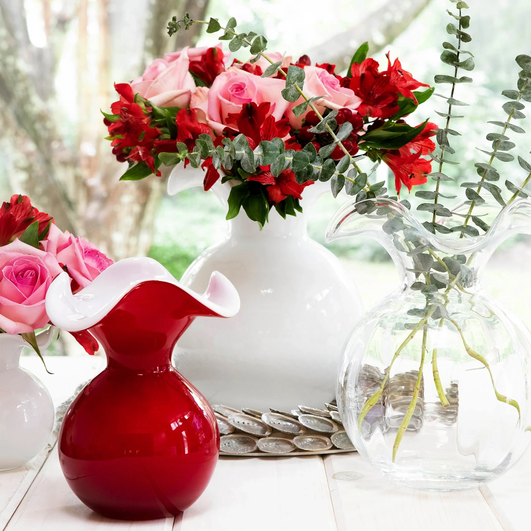 Hibiscus Glass Red Small Fluted Vase - Image 5