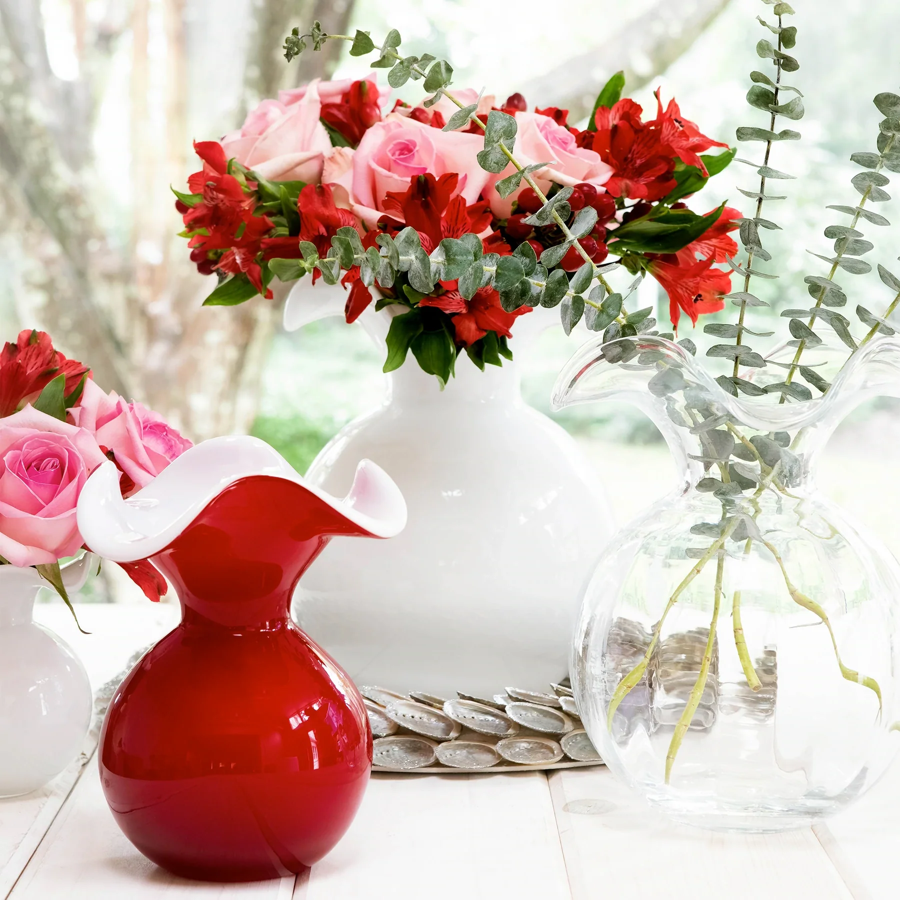 Hibiscus Glass White Bud Vase - Image 3