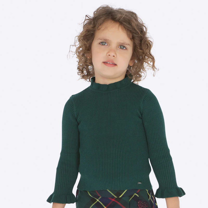 Hunter Green Ruffle Mockneck Sweater - Image 3