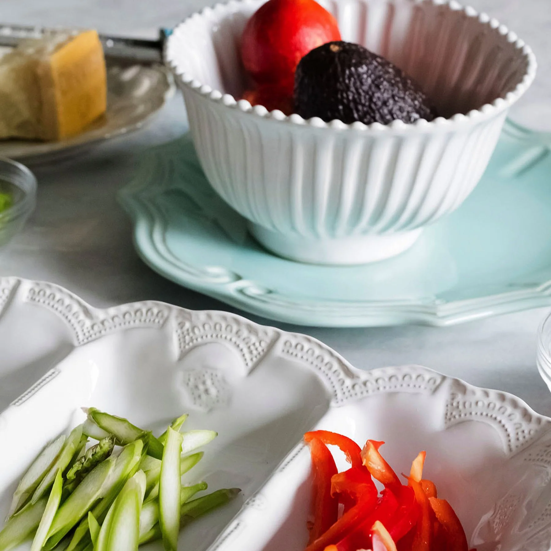 Incanto Stone White Stripe Small Serving Bowl - Image 3