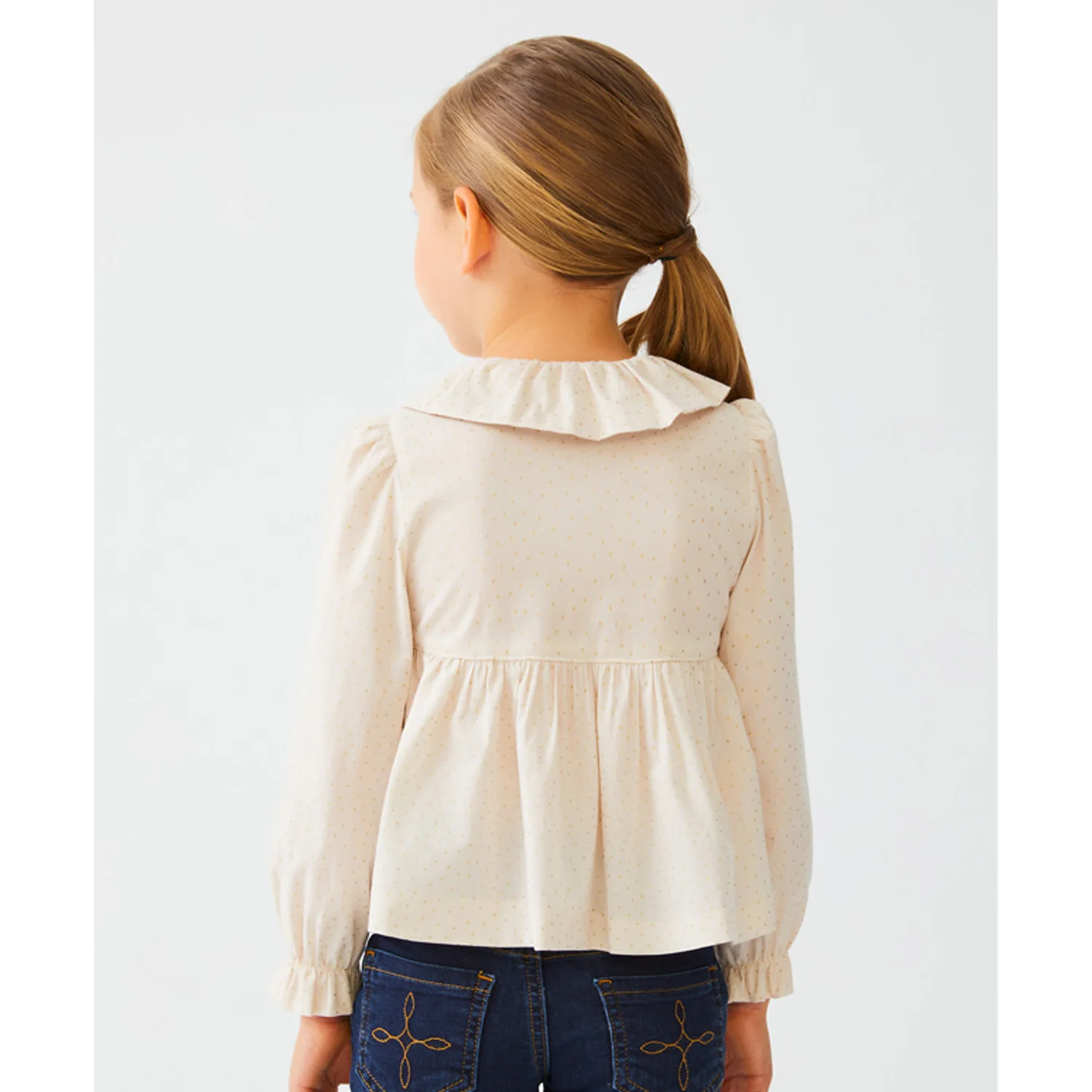 Ivory Blouse With Golden Polka Dots - Image 2