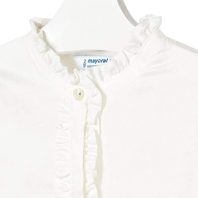 Ivory Cotton Ruffle Blouse - Image 2