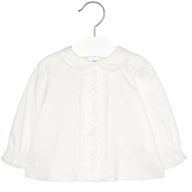 Ivory Embroidered Long Sleeve Blouse