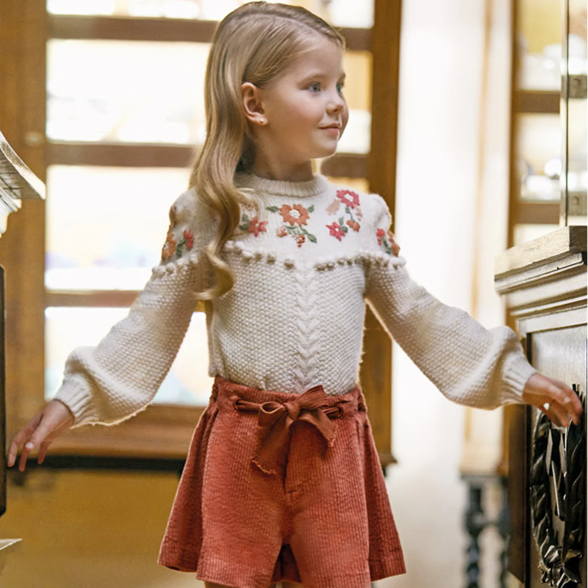 Ivory Floral Embroidered Sweater - Image 3
