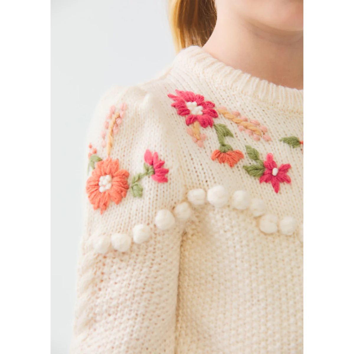 Ivory Floral Embroidered Sweater - Image 4