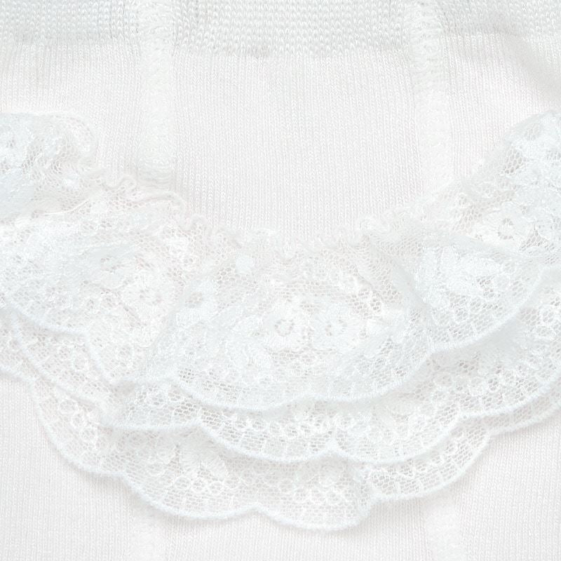 Ivory Lace Ruffle Footed Tights - Image 3