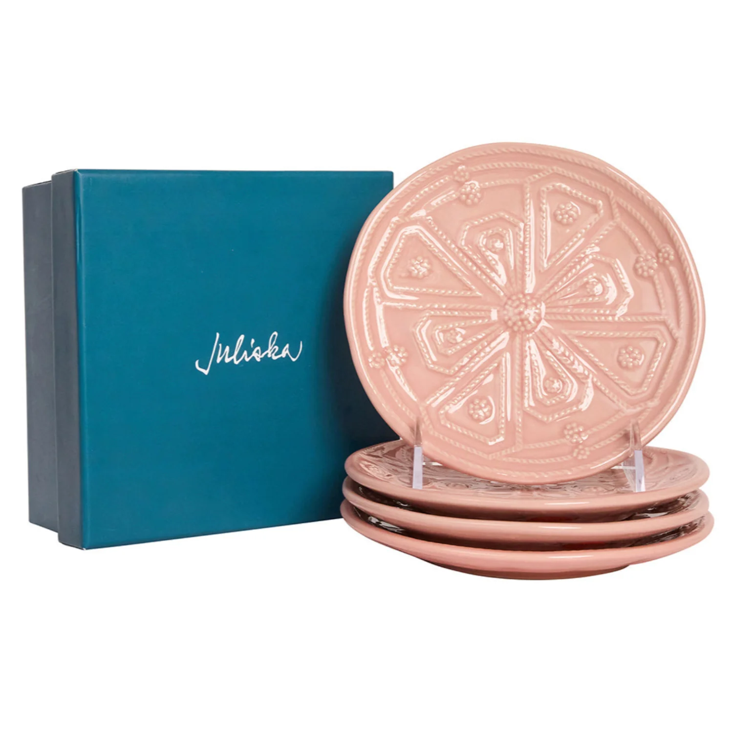 Jardins du Monde Side/Cocktail Plate Assorted Set/4 - Blush - Image 2