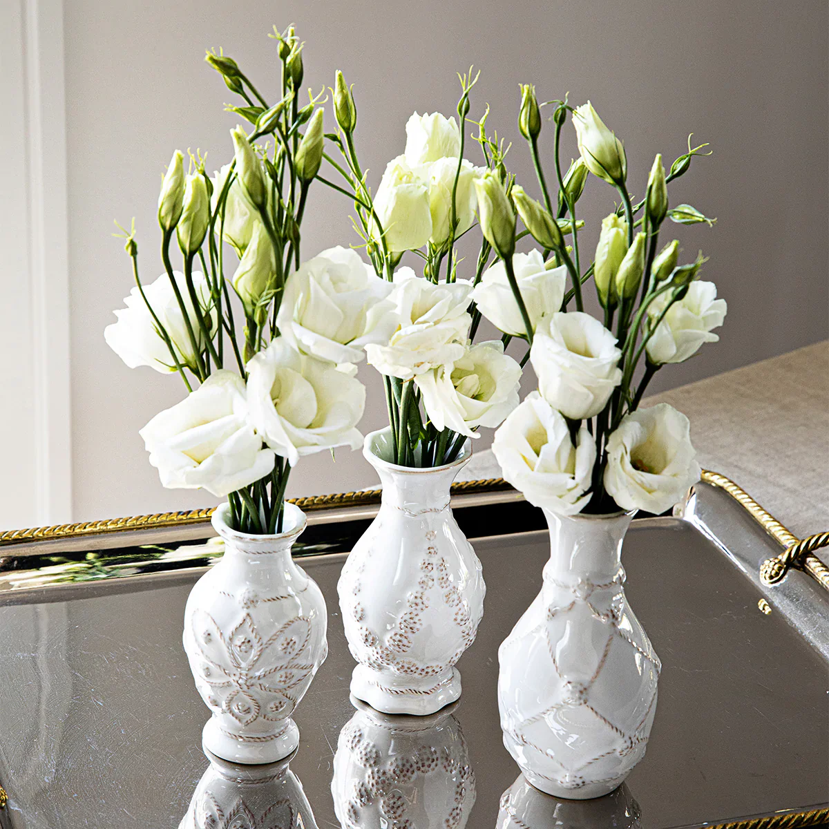 Jardins du Monde Mini Vase Trio Set/3pc - Whitewash - Image 3