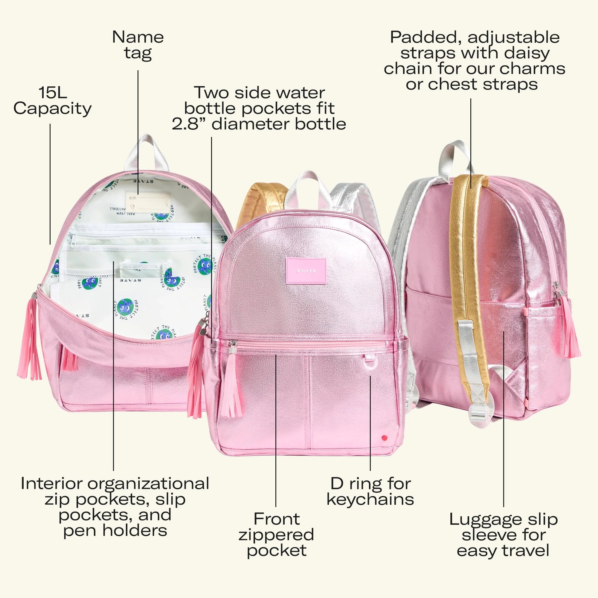Kane Backpack | Pink Puffer Check - Image 9