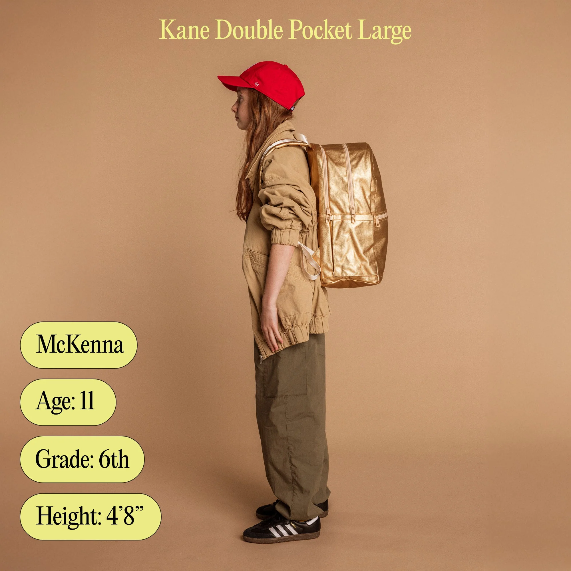 Kane Double Pocket Large Backpack | Pink Puffer Check - Image 7