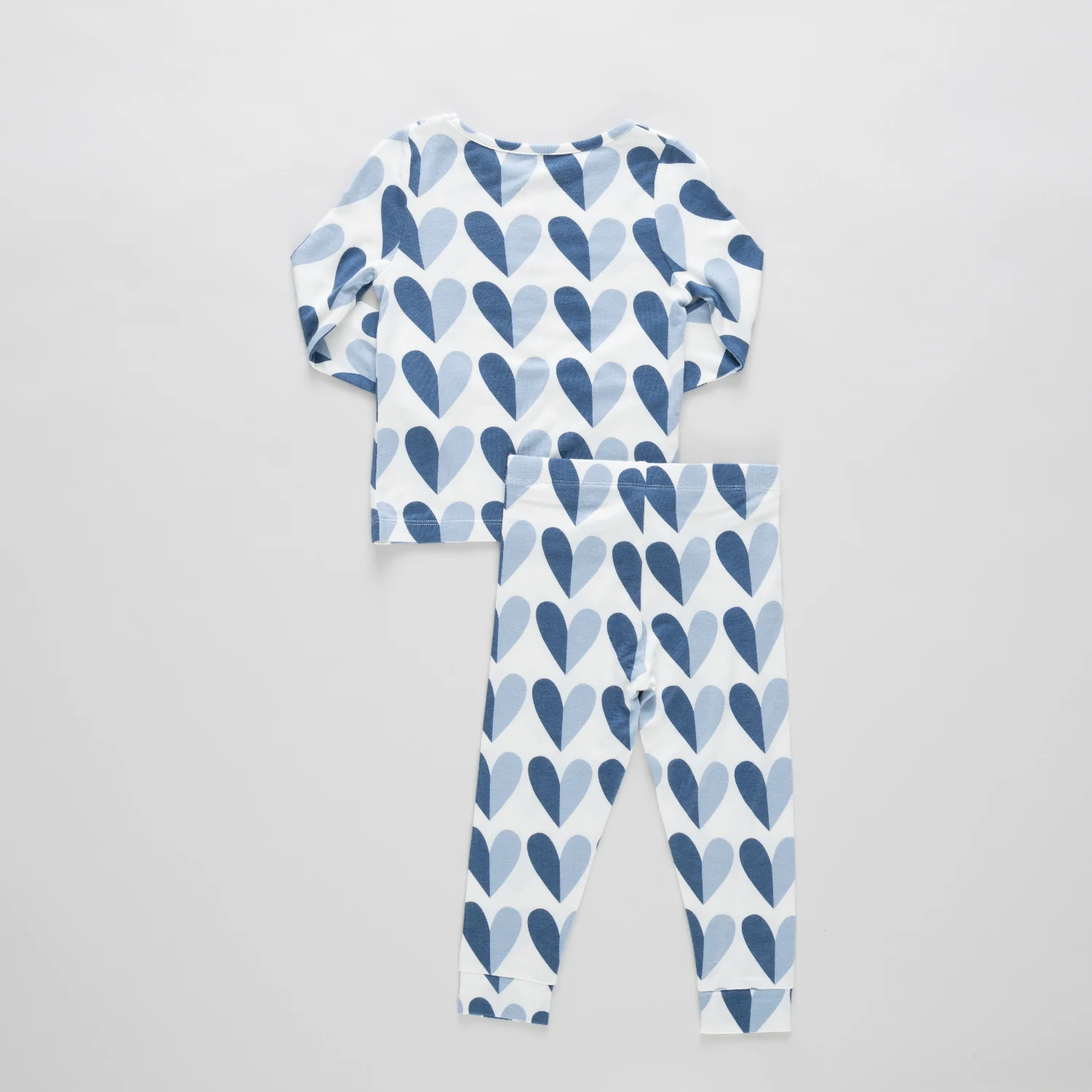 Kids Bamboo PJ Set - Blue Half Hearts - Image 6