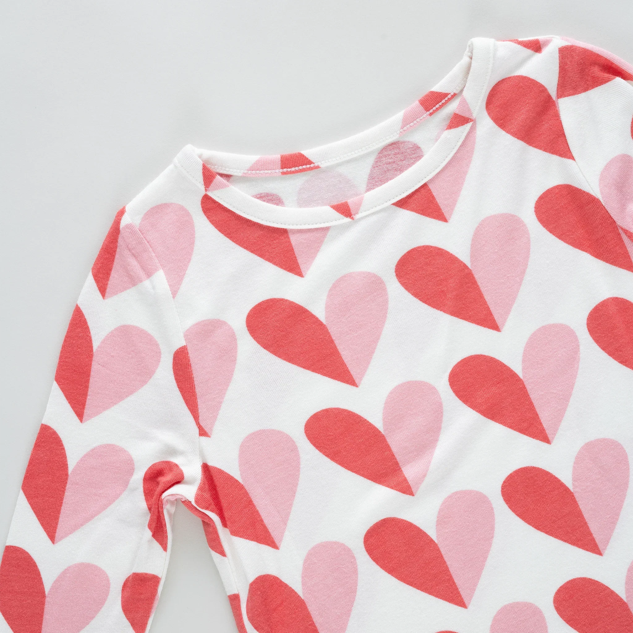Kids Bamboo PJ Set - Pink Half Hearts - Image 5