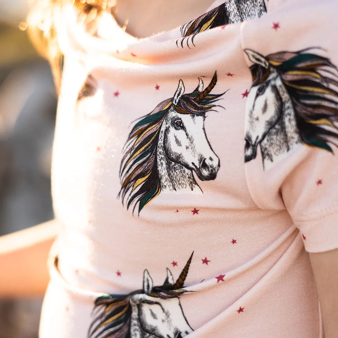Kids Bamboo PJ Set - Pink Unicorns - Image 3