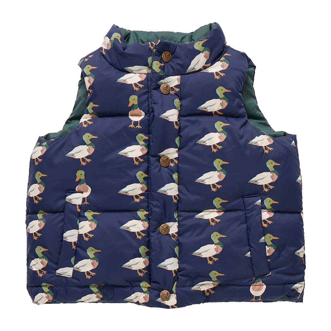 Kids Reversible Ellis Vest - Evergreen Stripe - Image 3