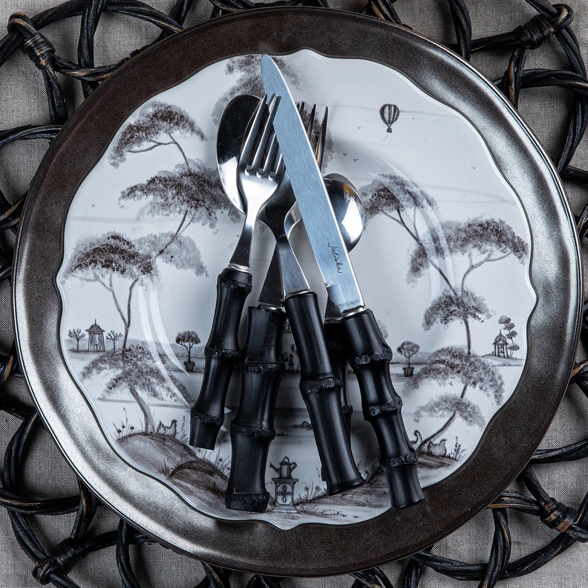 Bamboo 5pc Place Setting - Black - Image 2