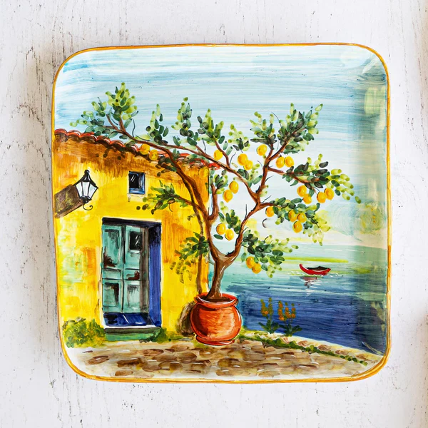 Landscape Wall Plates Large Square Platter with Lemon Tree - Image 3