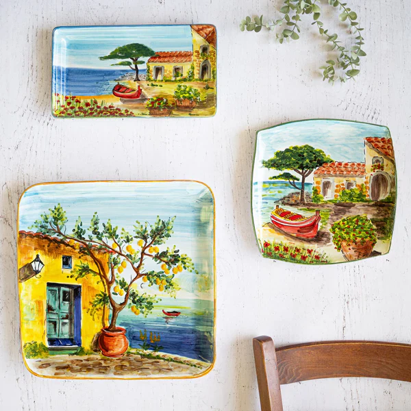 Landscape Wall Plates Rectangular Platter with Boat - Image 3