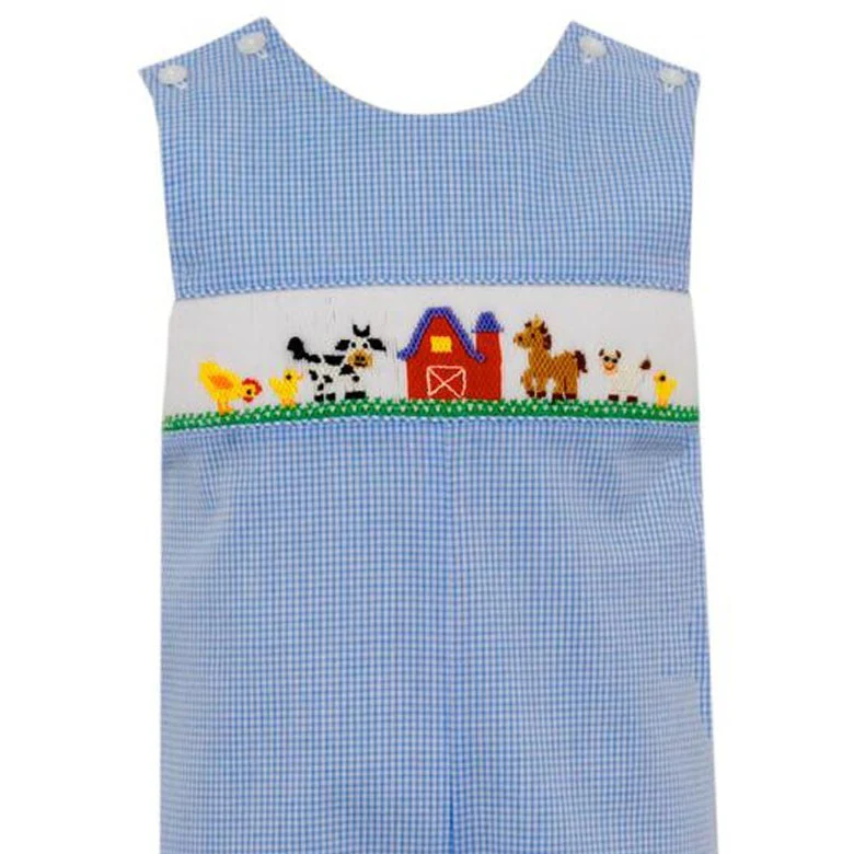 Light Blue Check Farm Boys' Long John John - Image 2