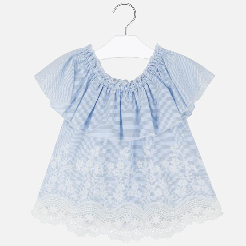 Light Blue Off the Shoulder Blouse - Image 2