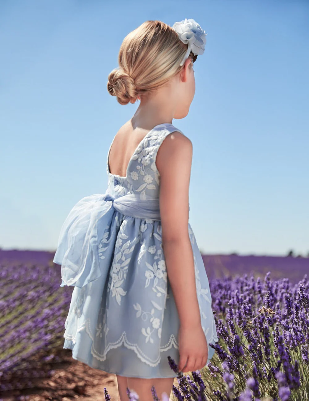 Light Blue Organza Embroidered Dress - Image 3