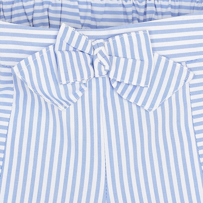 Light Blue Striped Scallop Shorts - Image 3